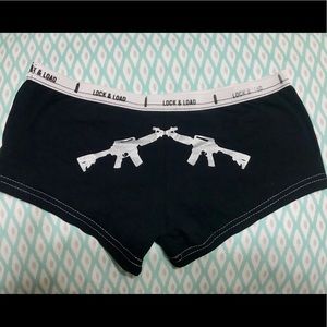 Boyshort Underwear Panties Small Medium Black Guns